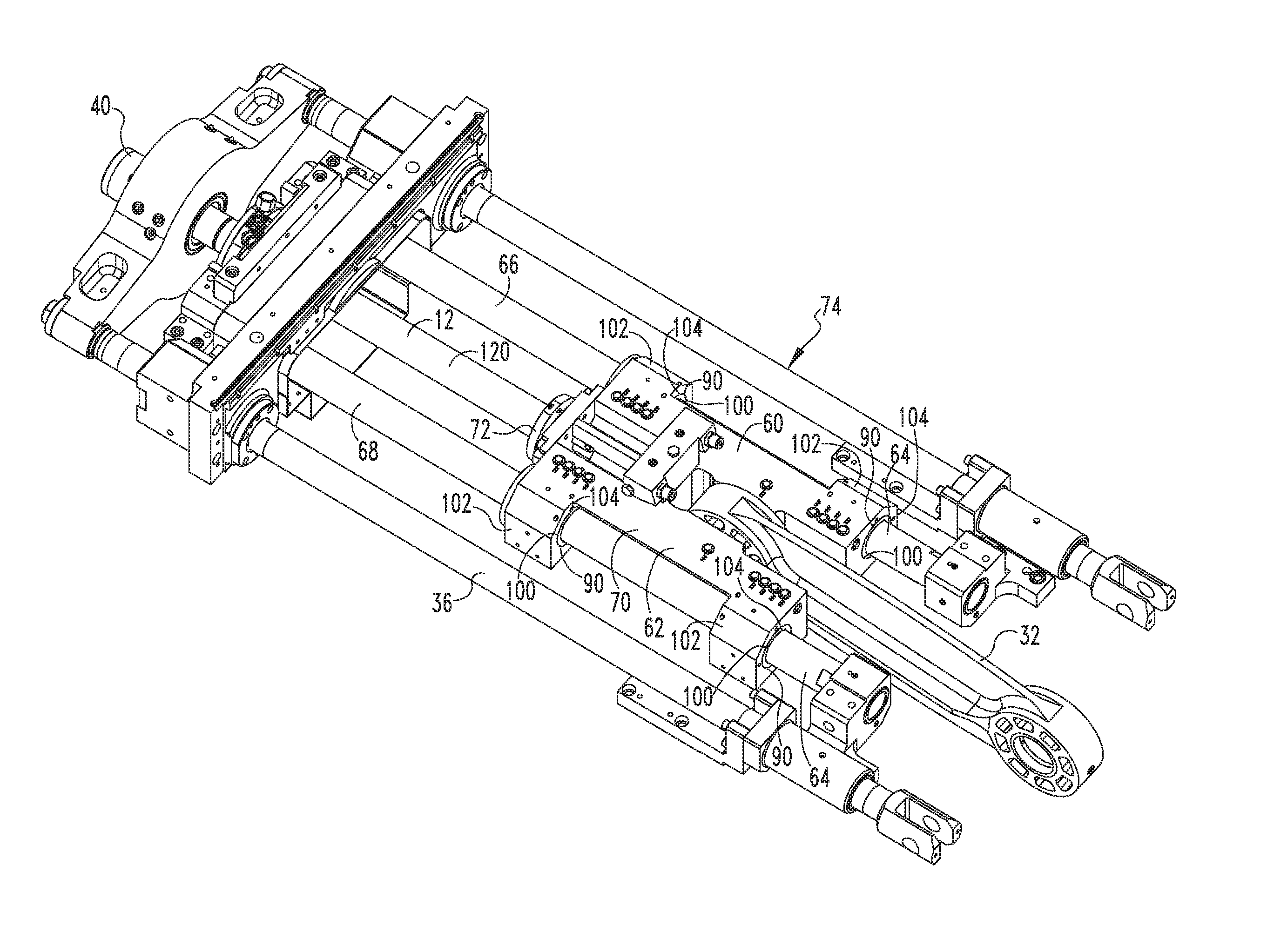 Outboard hydrostatic bearing assembly for can bodymaker