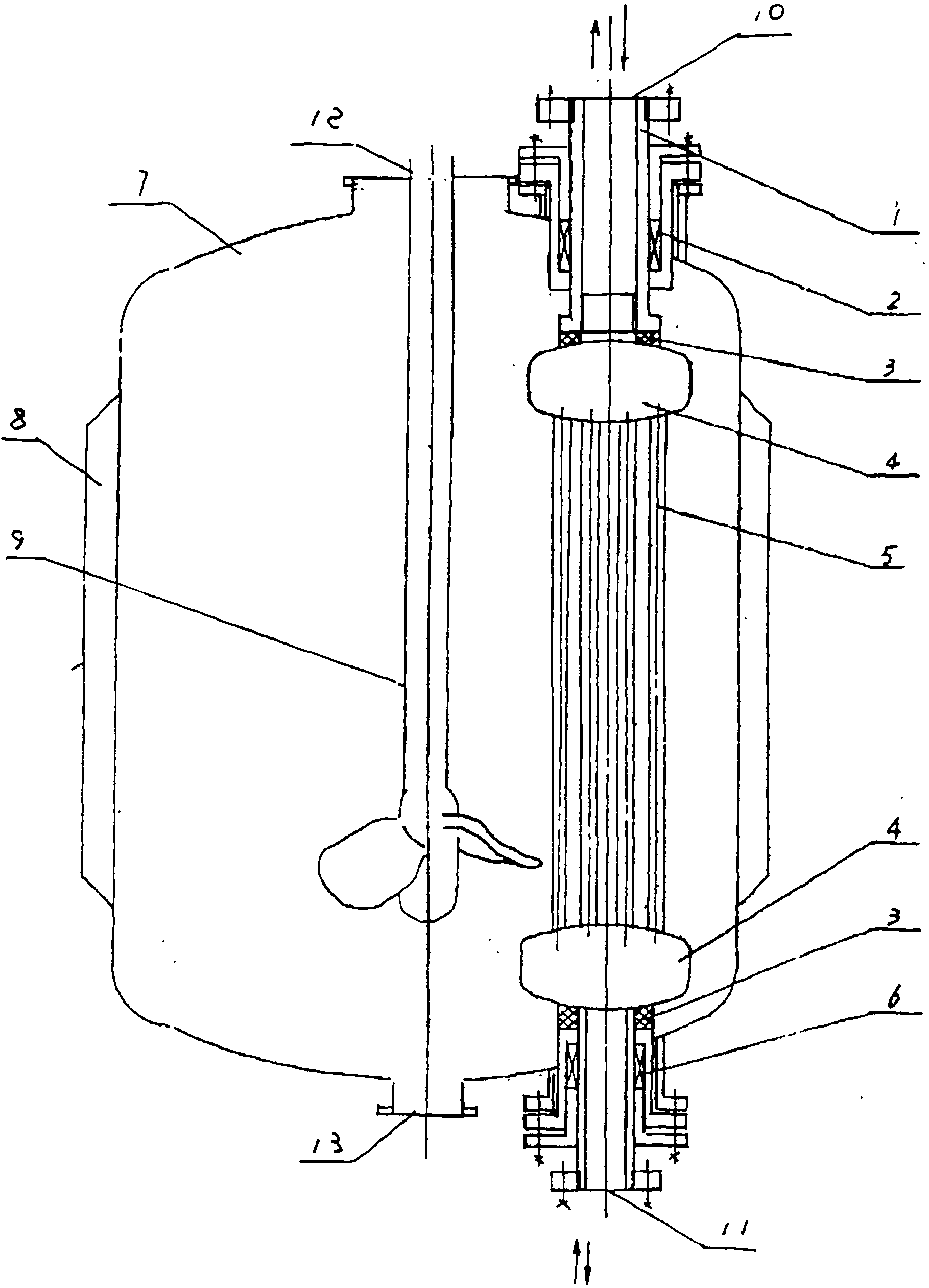 Tubular heat exchanger in glass lining kettle