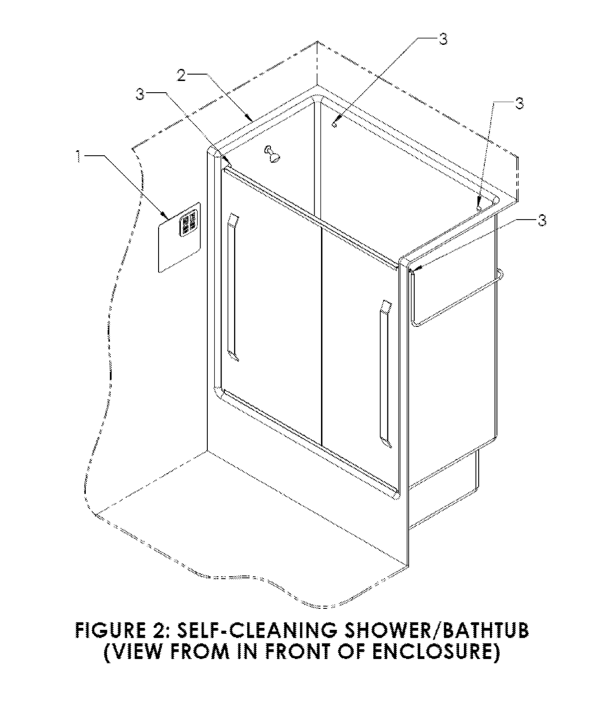 Devices to automate process for cleaning showers and bathtubs