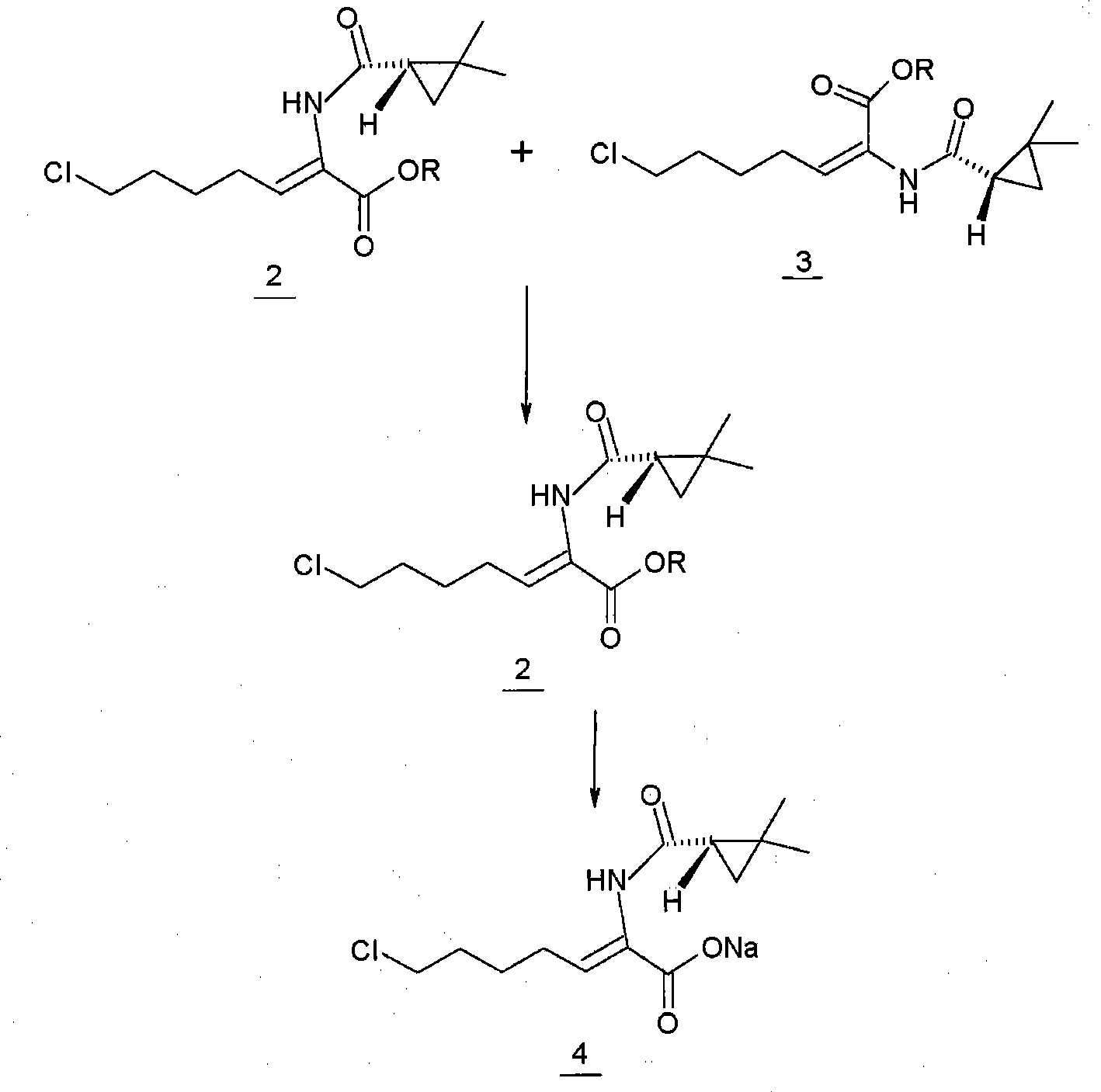 Method for preparing cilastatin acid