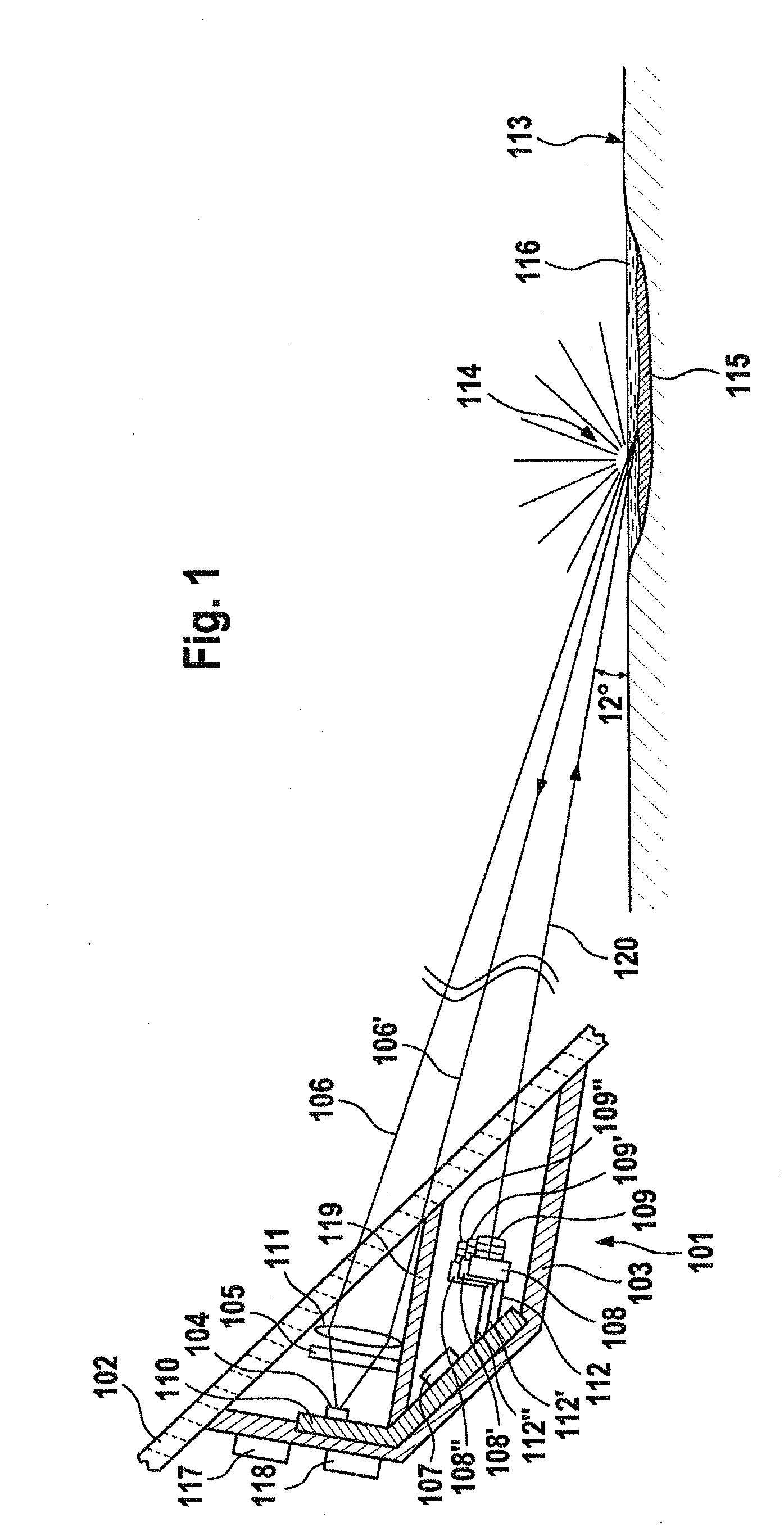 Method and beam sensor module for predictively determining the condition of the road in a vehicle