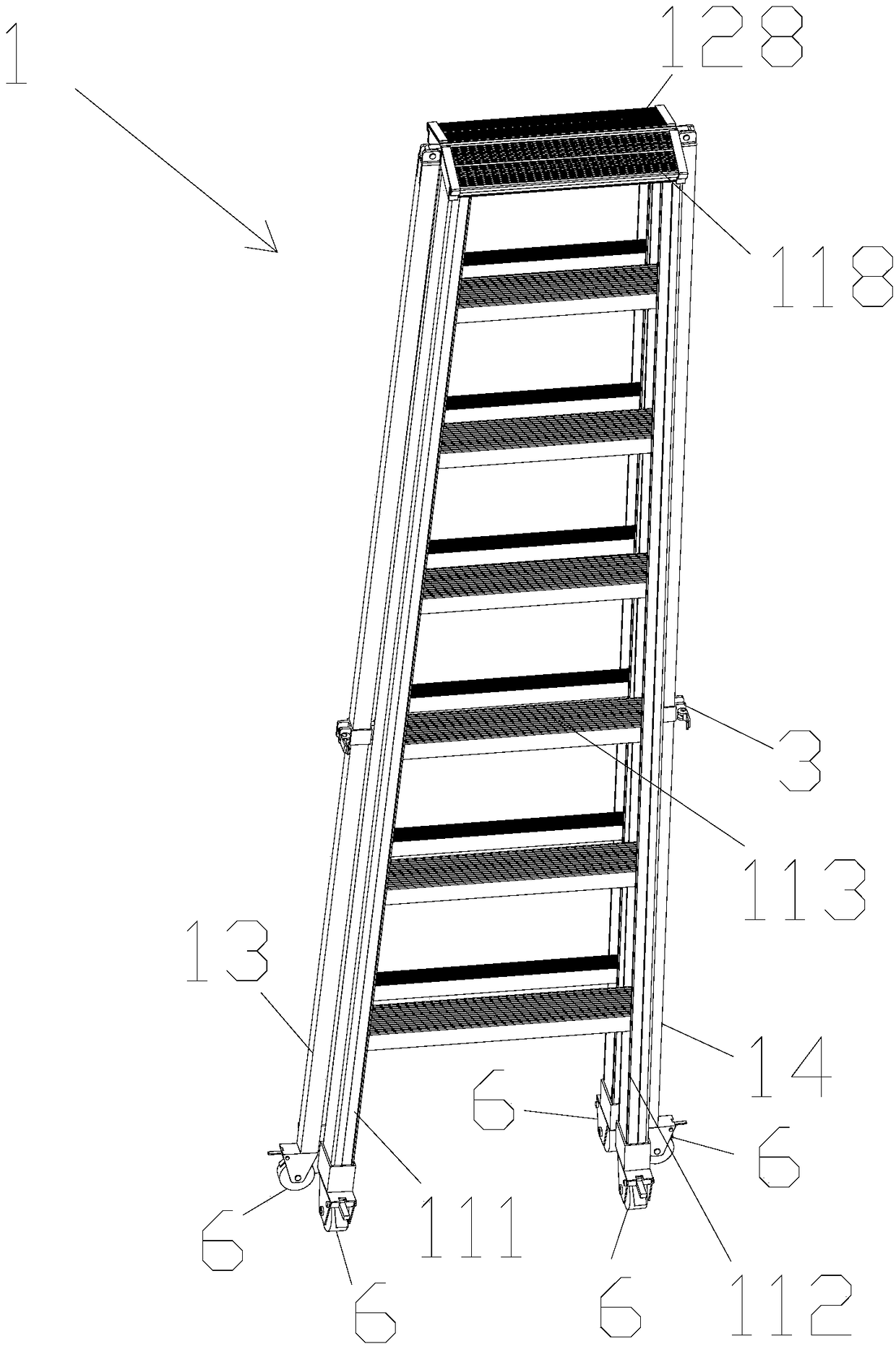 Roller skating type domestic anti-falling ladder