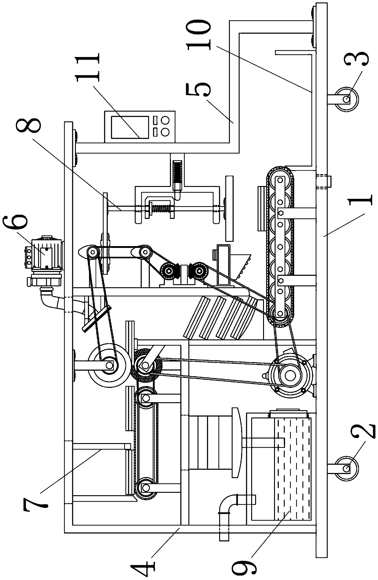 Dust-free recycling pretreatment device for tiles