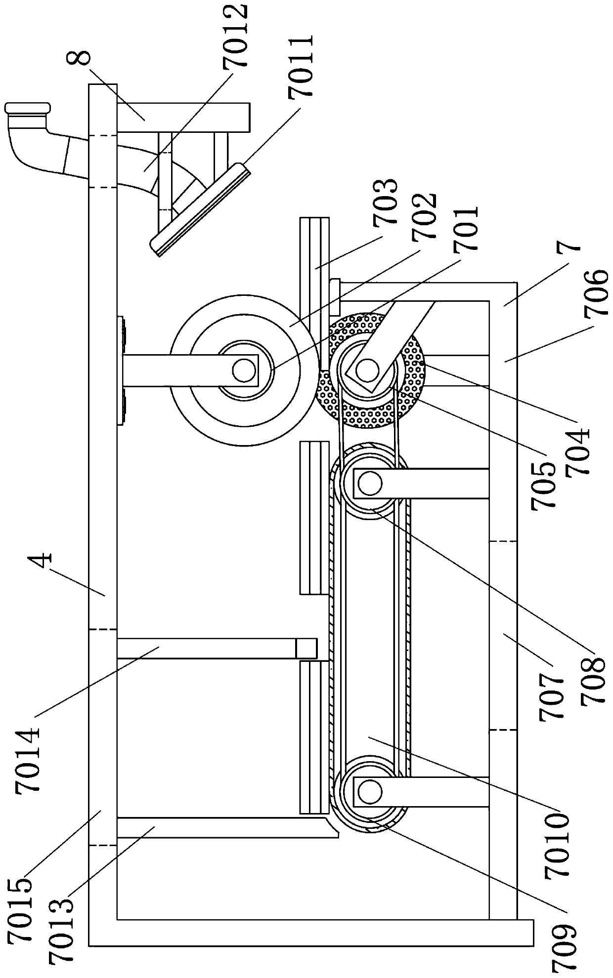 Dust-free recycling pretreatment device for tiles