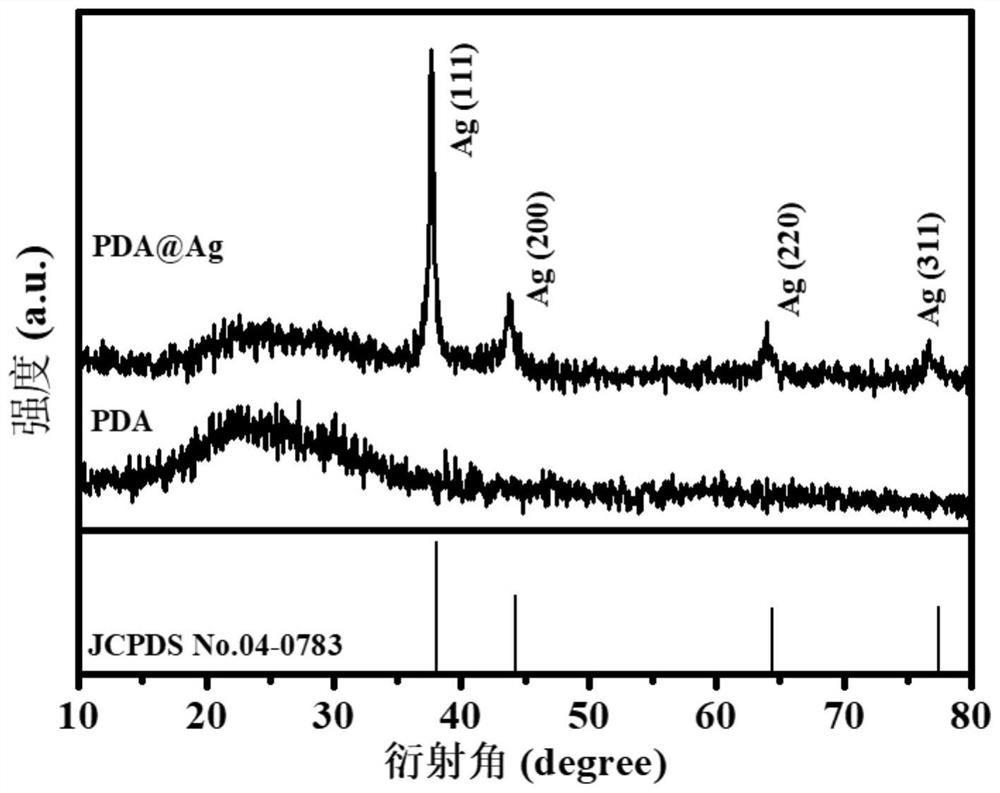 Biosensor based on silver@polydopamine nanosphere composite structure and preparation method