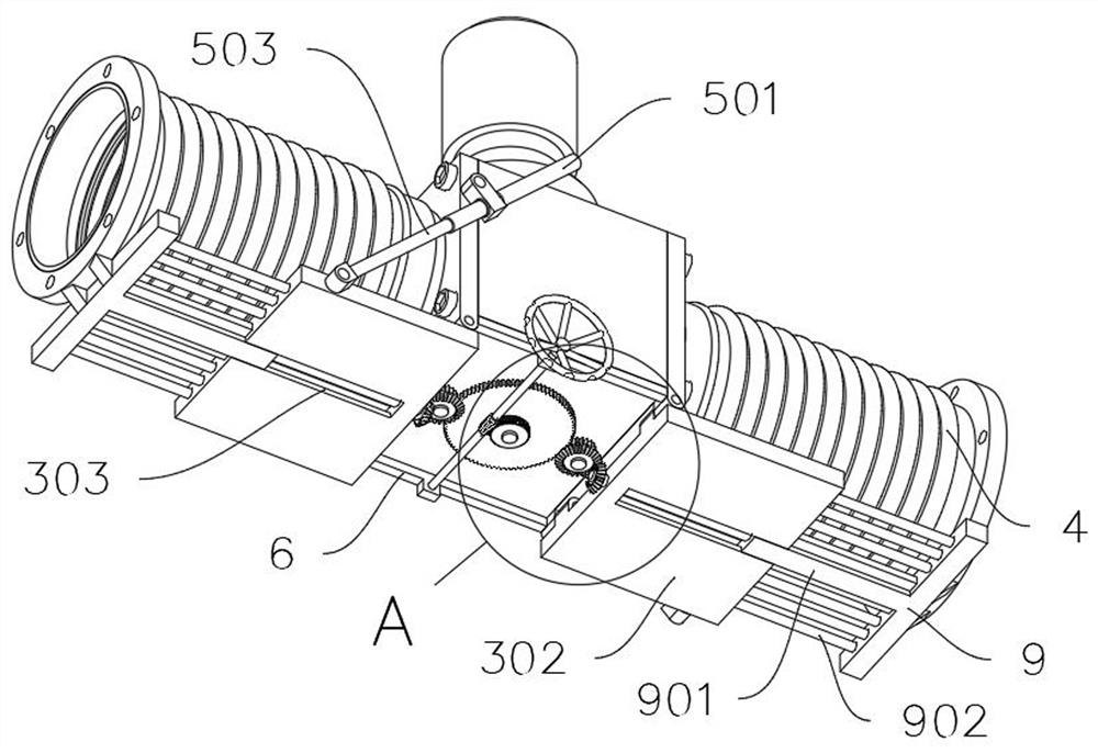 A conveying pipe connection device with adjustment function for sewage treatment