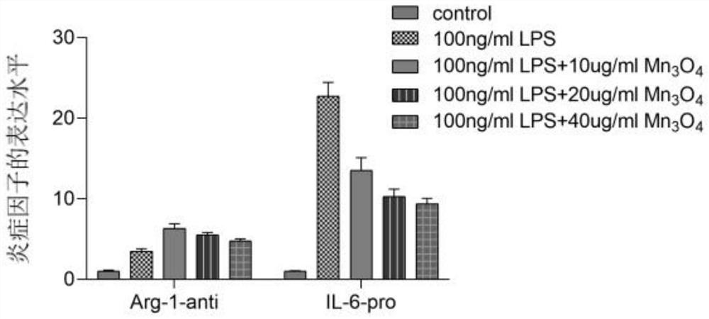 Application of manganous-manganic oxide quantum dots in preparation of anti-inflammatory drugs