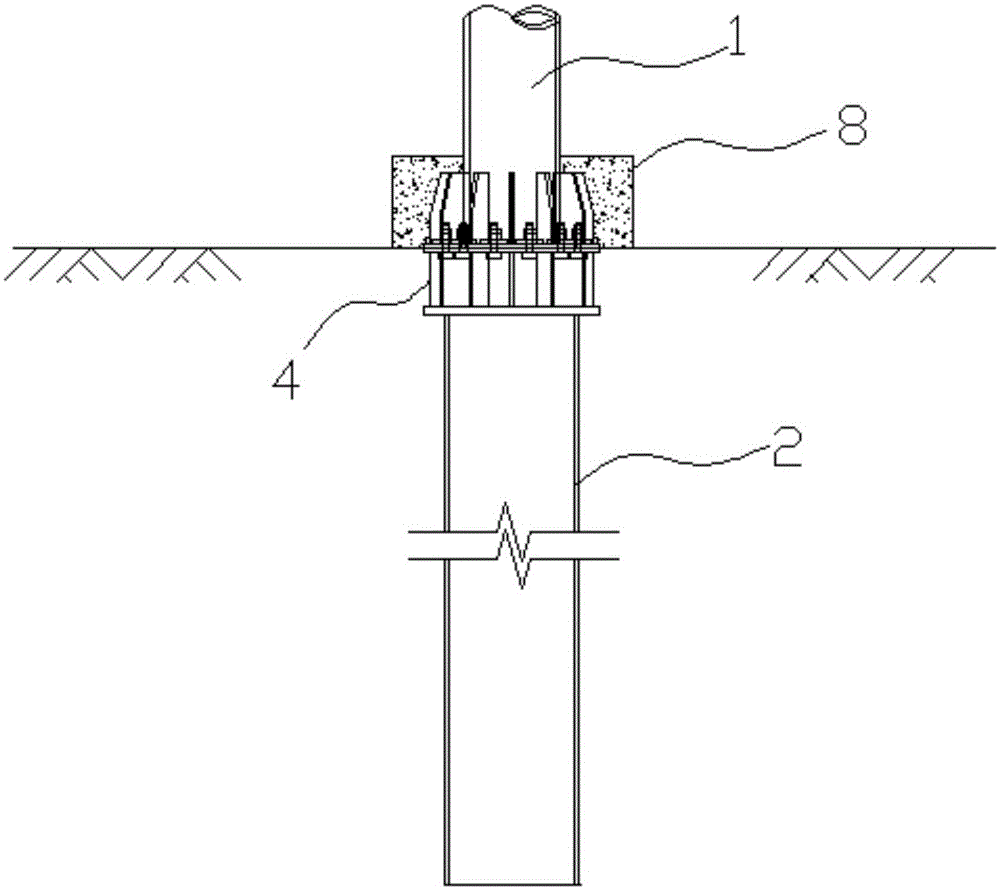 Communication pole tower with steel tube pile as foundation