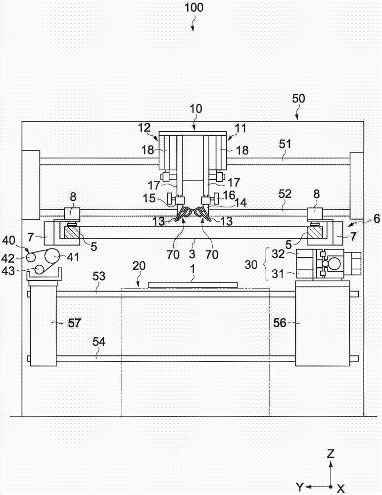 Screen printing device, scraper mechanism and manufacturing method for print and substrate