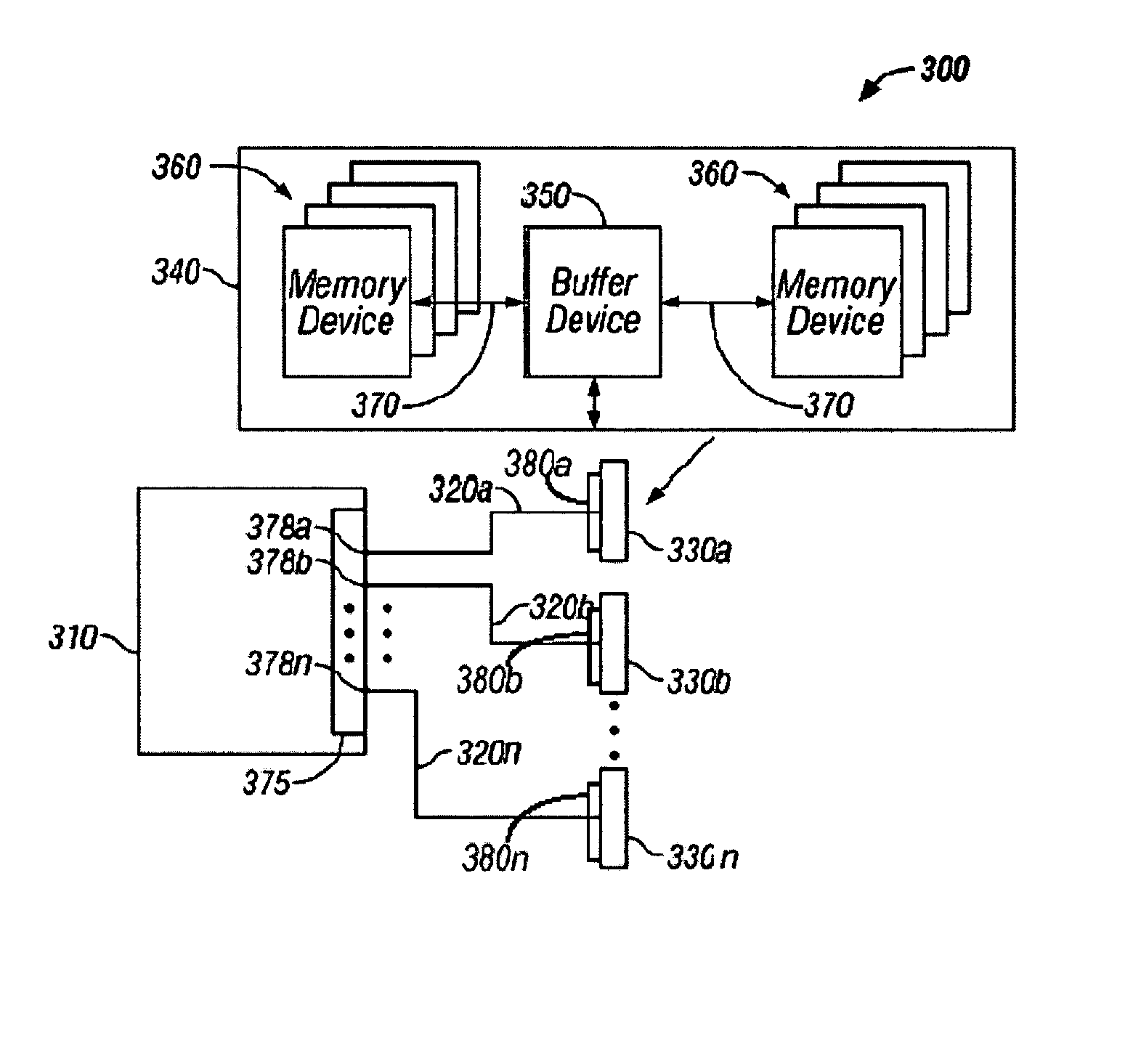 Configurable width buffered module having flyby elements