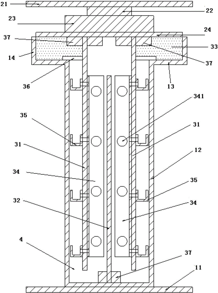 Three-plate type high-energy-consumption viscous damping wall