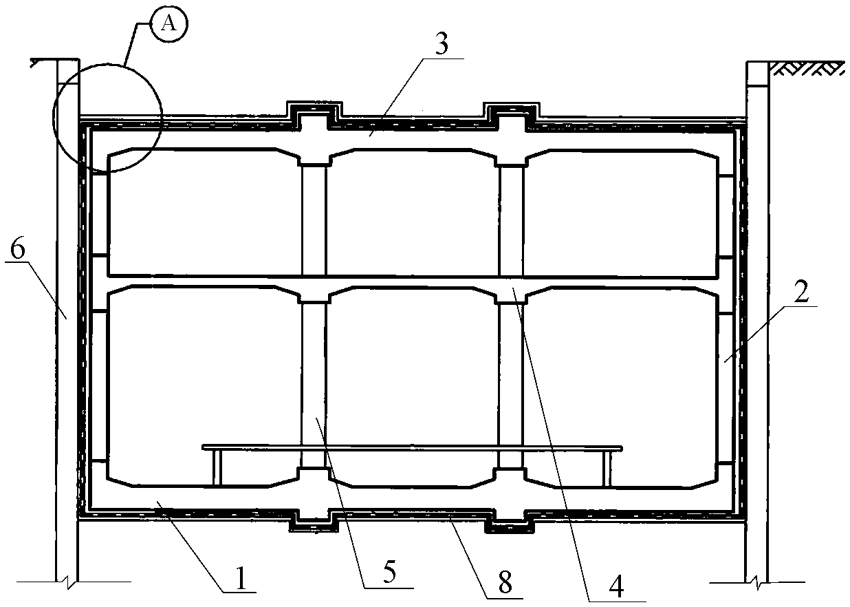 A skin-type waterproof structure of a subway station and its construction method