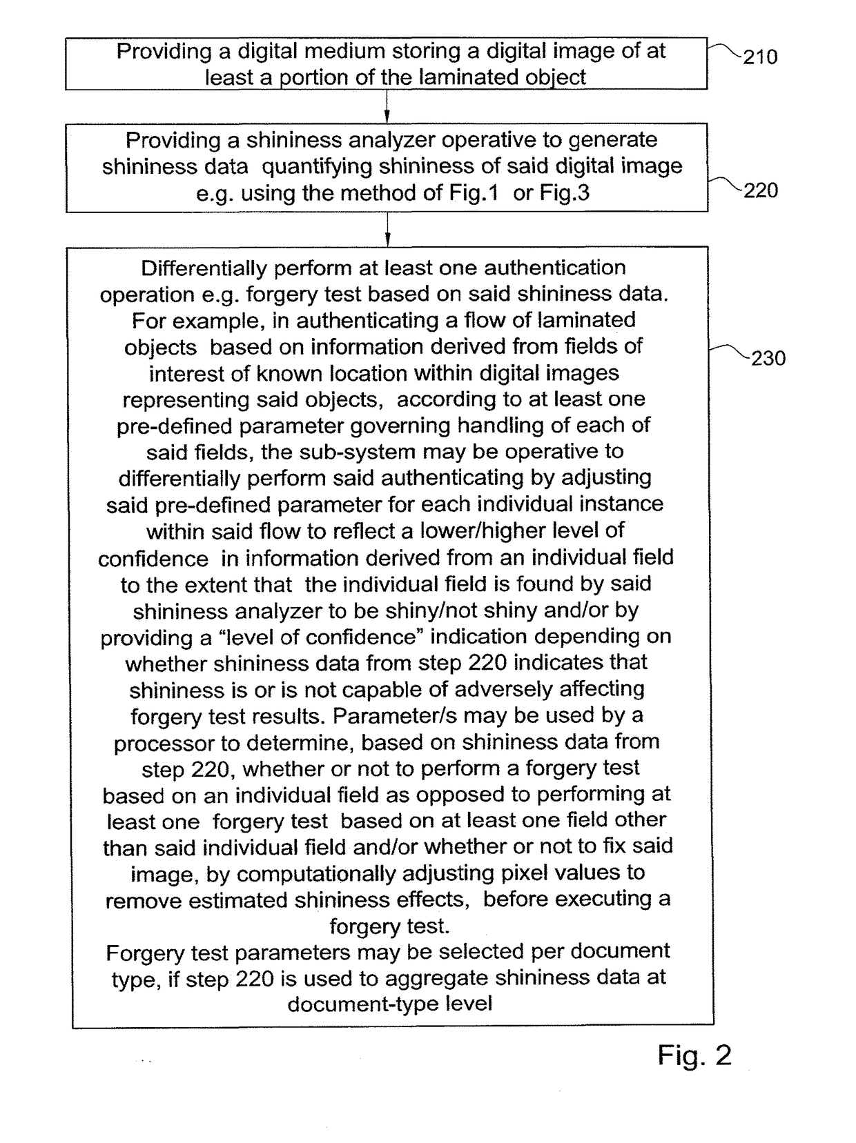 System and method for quantifying reflection e.g. when analyzing laminated documents