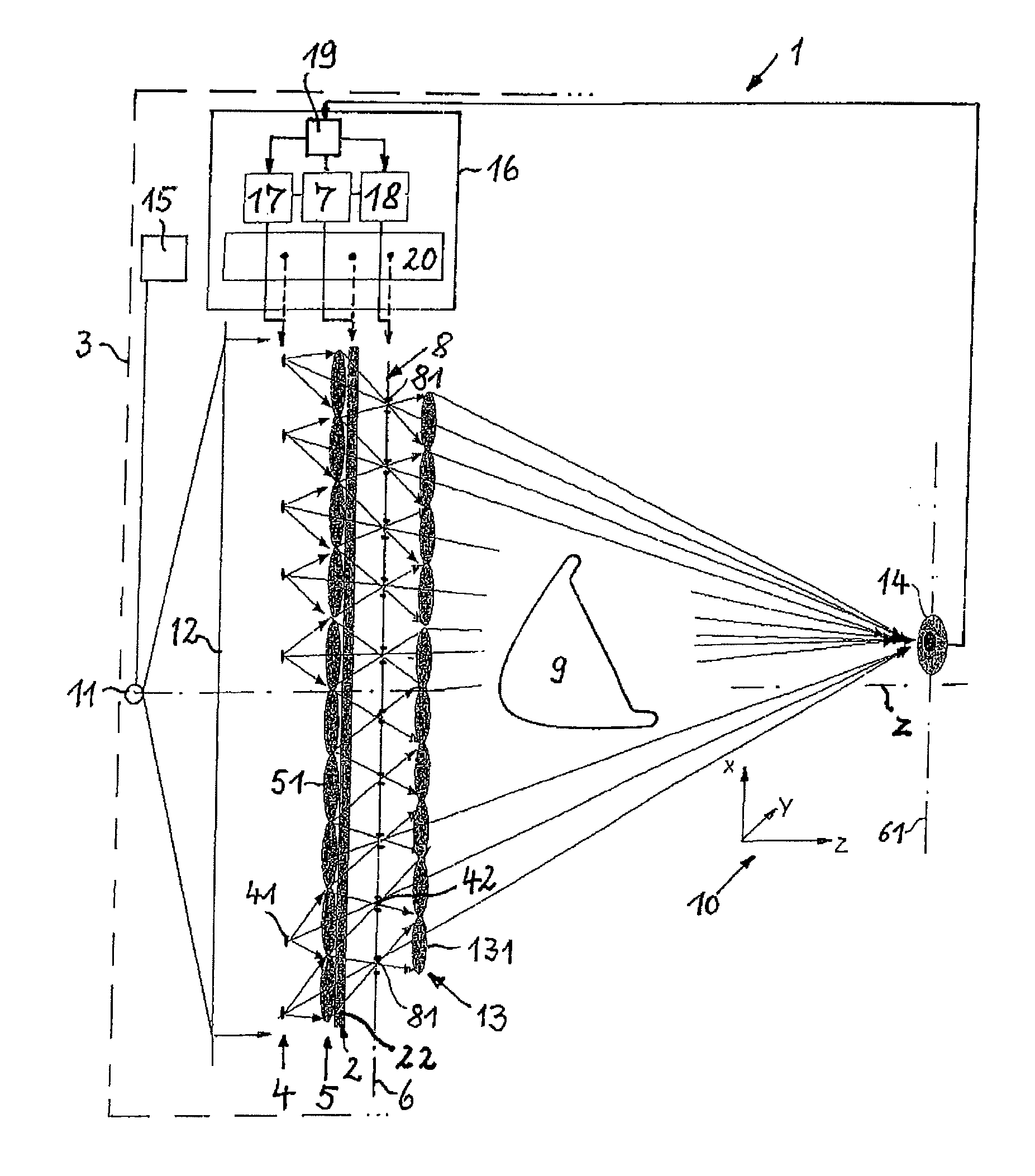 Device for the production of holographic reconstructions with light modulators