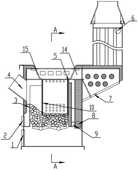 A clean burning stove with blue charcoal particles