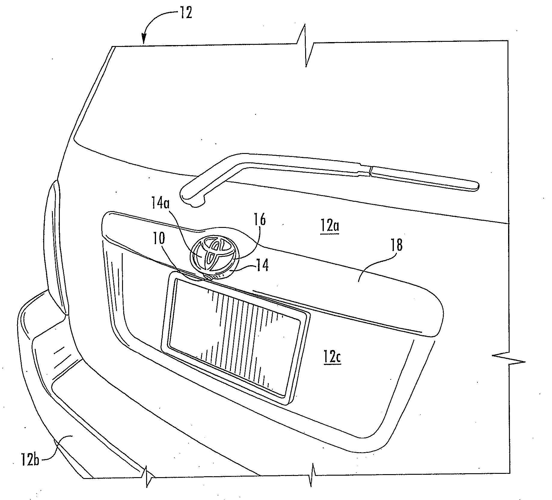Camera mounted at rear of vehicle