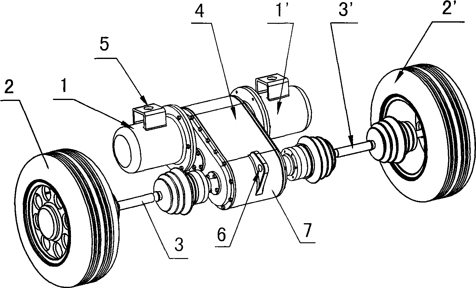 Double-motor skidproof differential drive axle of electric automobile