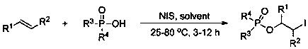 Method for preparing 2-iodo-1-phosphoryl substituted alkane compound through efficient olefin bifunctionalization