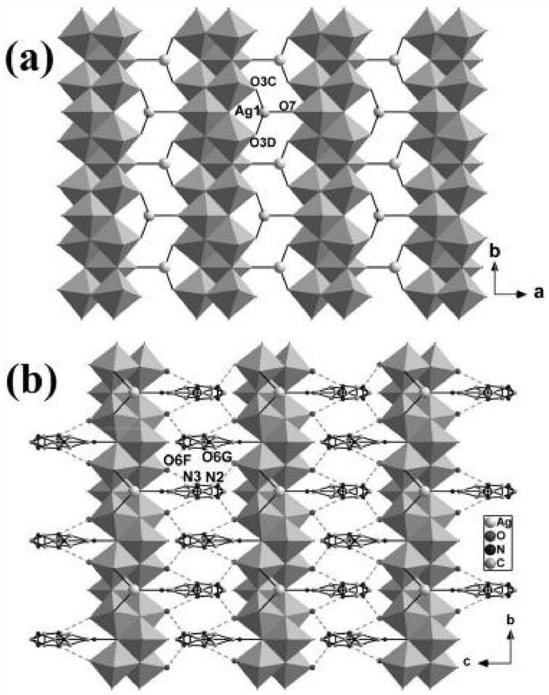 Inorganic-organic hybrid material, preparation method and application of polyacid-based silver complex