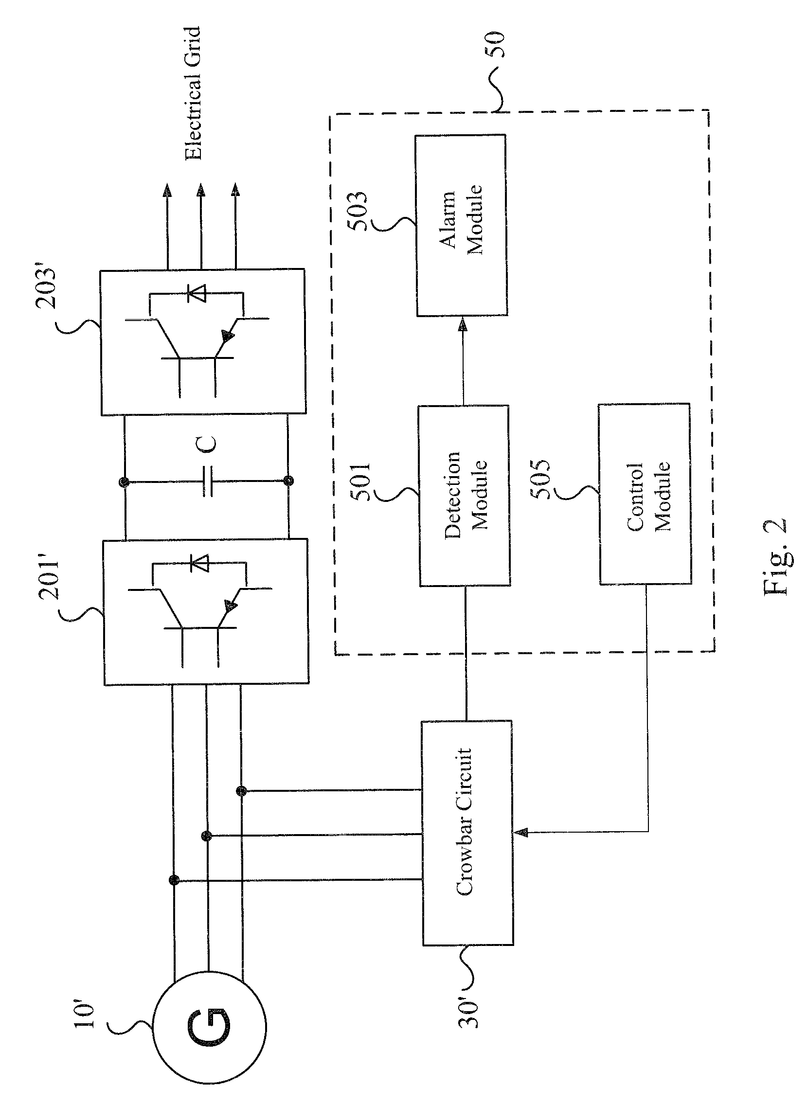Device and method for detecting crowbar circuit in wind turbine