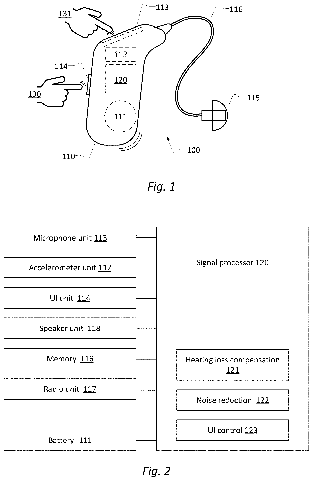 Hearing aid having a sensor