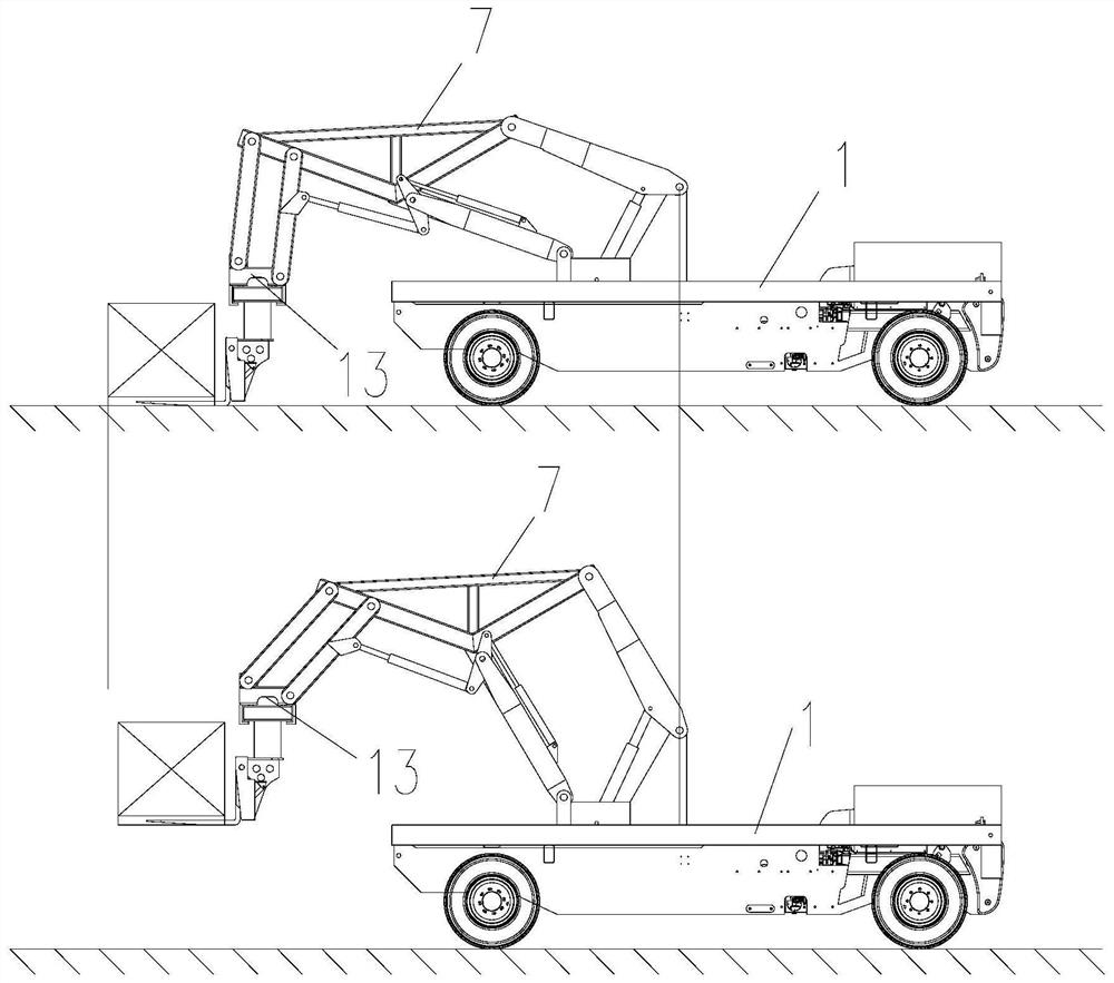 Cargo loading and unloading device and cargo loader