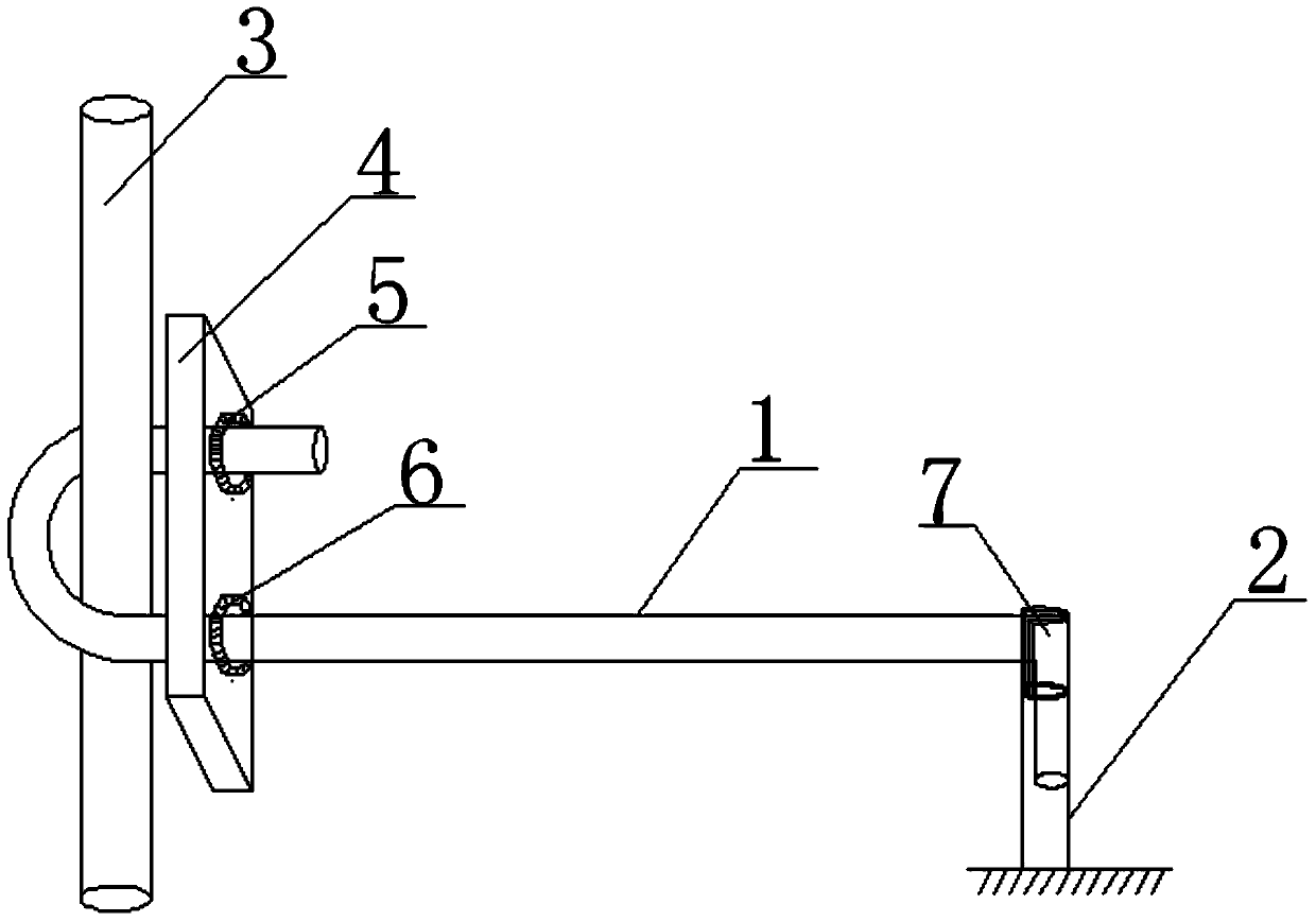 Overhanging set wall connector with steel pipes for exterior wall scaffold