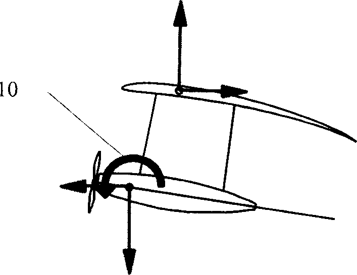 Miniature airplane pitch operating method and control mechanism
