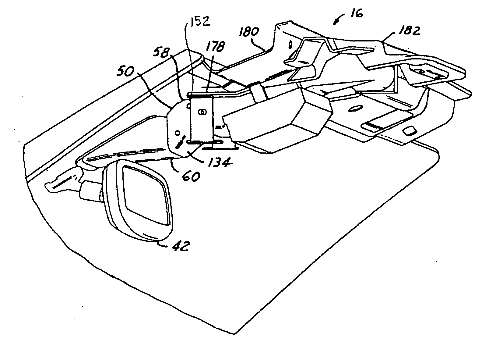 Component alignment maintaining module for an active night vision system mounted within an interior cabin of a vehicle