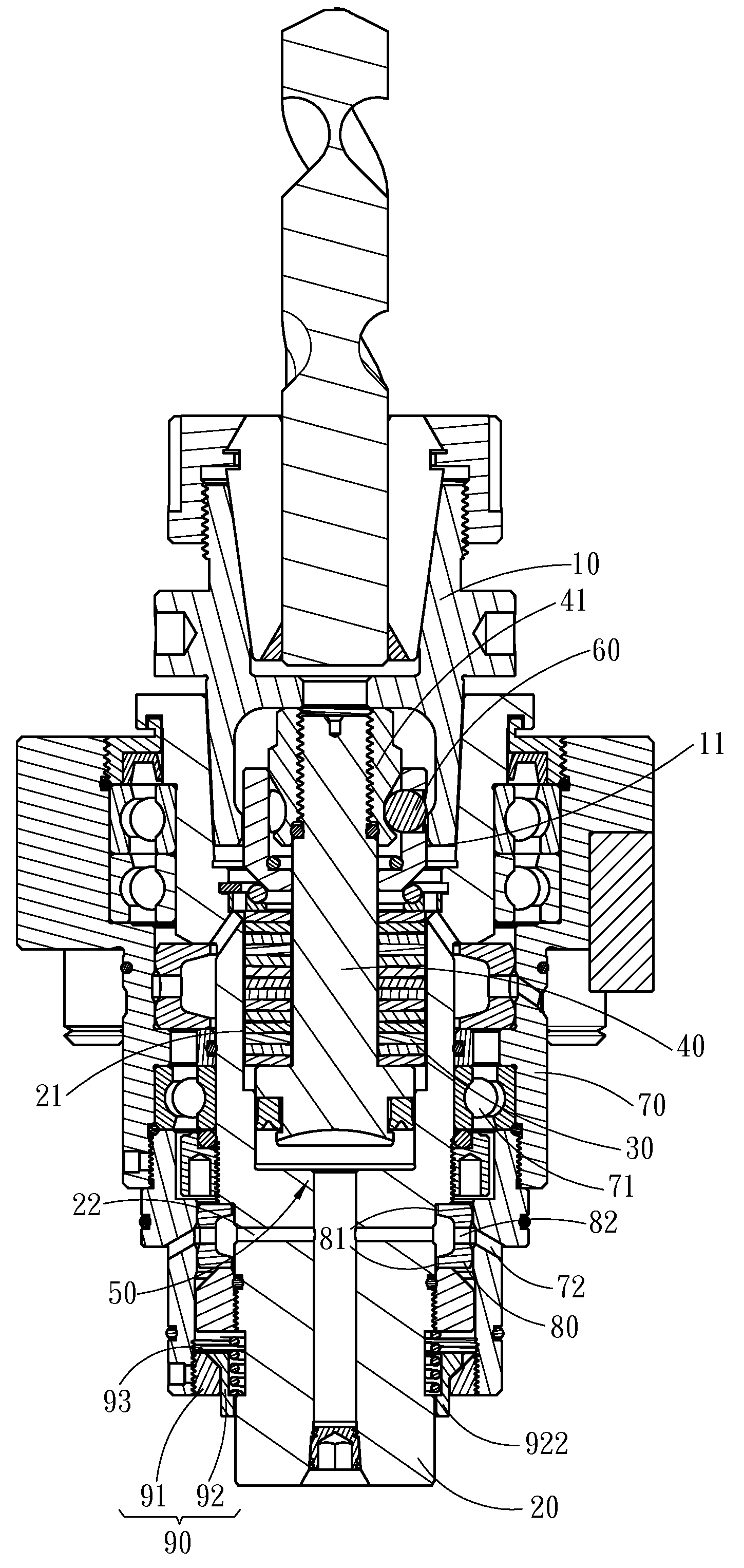 Tool clamping device of tool seat