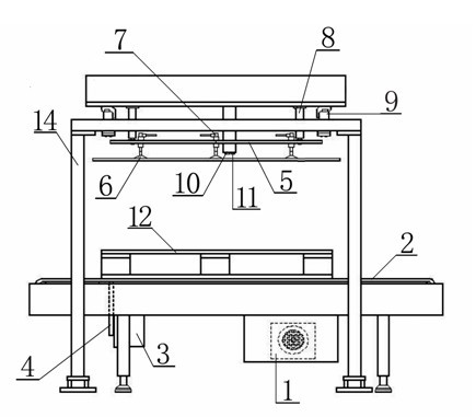Automatic stowage device of substitutive loading sliding sheet of goods transport tray