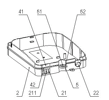 Locking device of box and optical fiber division box
