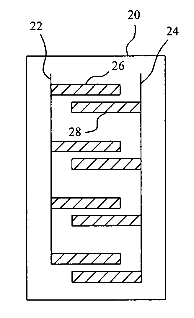 Capacitive touchpad having dual traces coupled with uneven spaced interlaced sensors