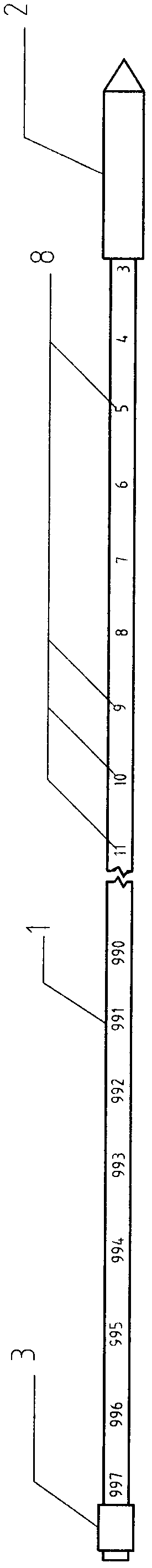 Sensor with permanent depth marks on connecting wires