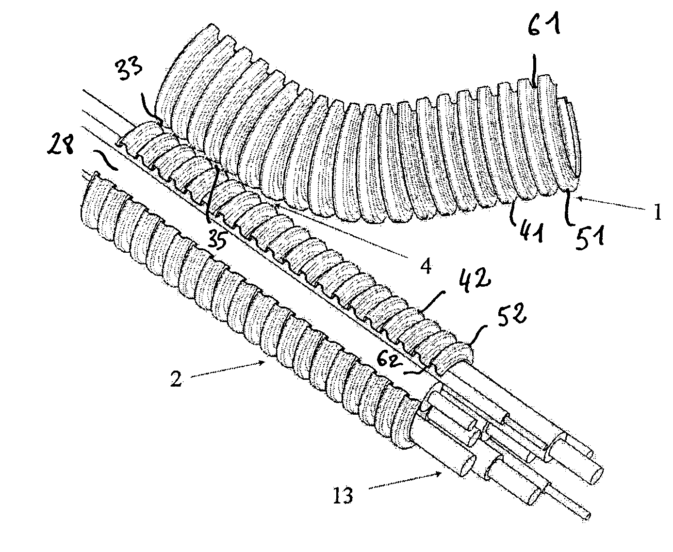 Method and Device for Manufacturing an Assembly of Two Ringed Sheaths That Can Be Detached From One Another to Make a Single Ringed Sheath