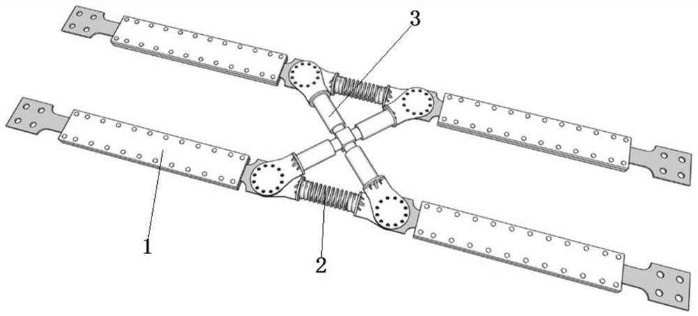 X-shaped connection double-limb buckling-restrained brace