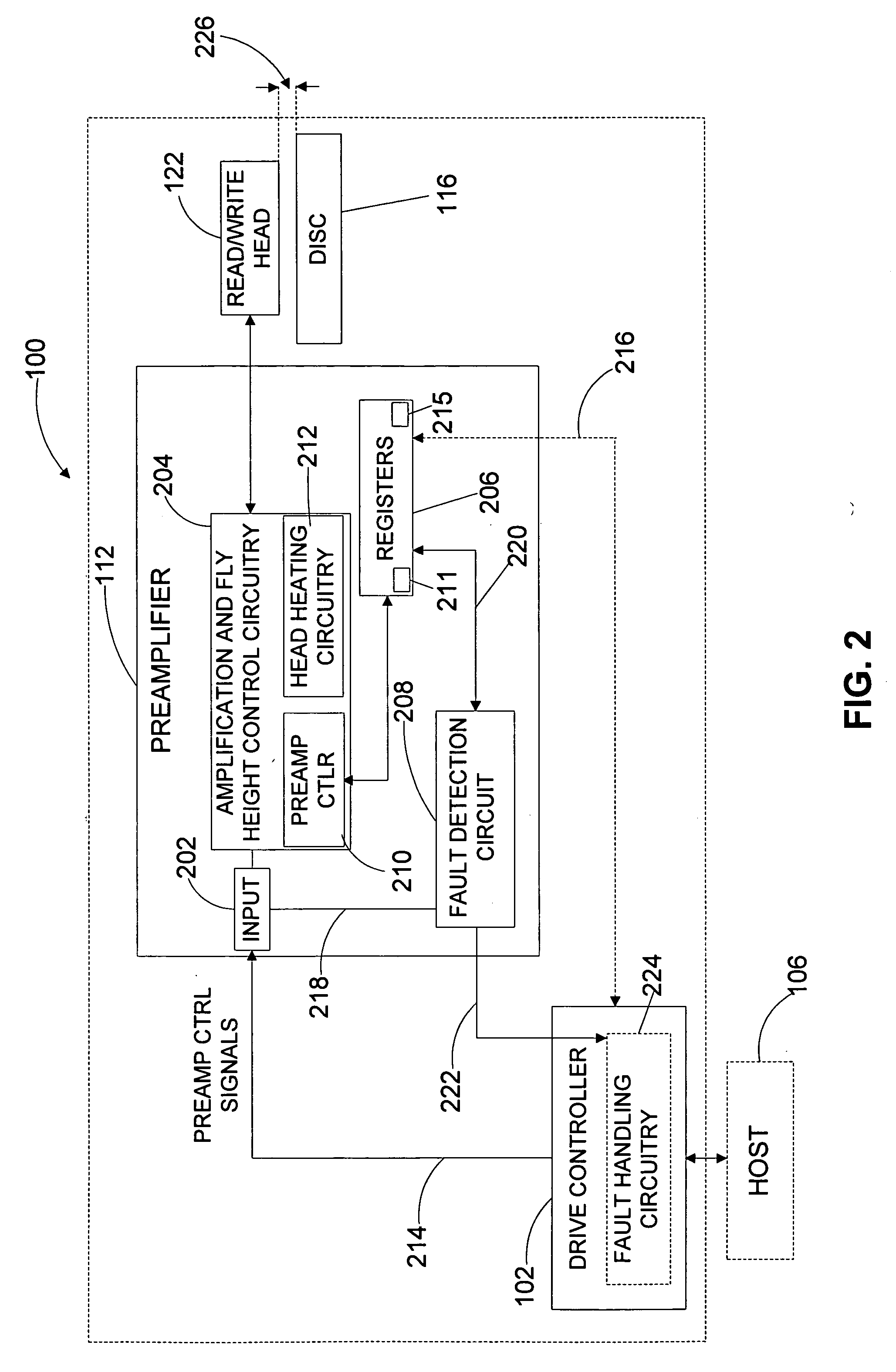 Preamplifier for use in data storage devices