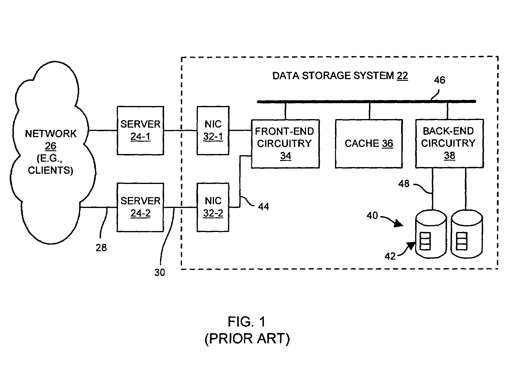 Data storage system with improved network interface