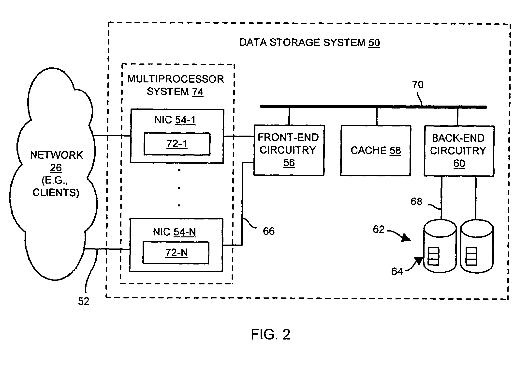 Data storage system with improved network interface