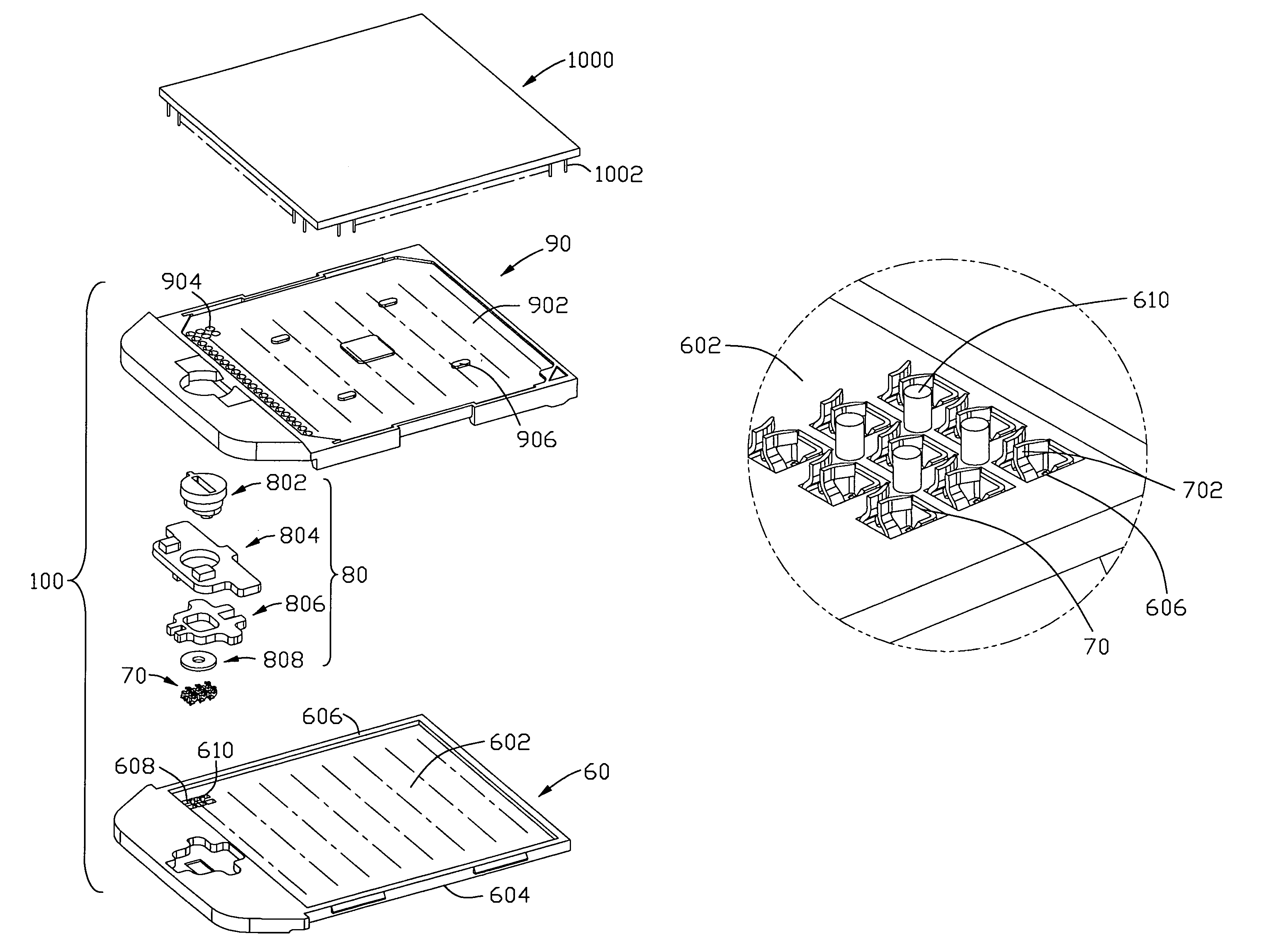 Pin grid array socket having a base with interior standoffs and hightening peripheral walls
