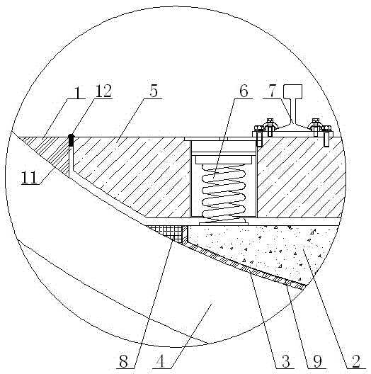 Track system floating vibration isolation structure