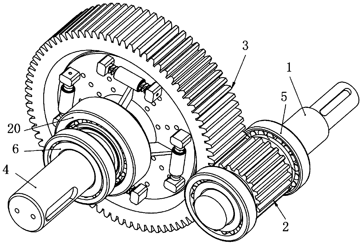 High-damping dual-frequency power damping gear transmission device
