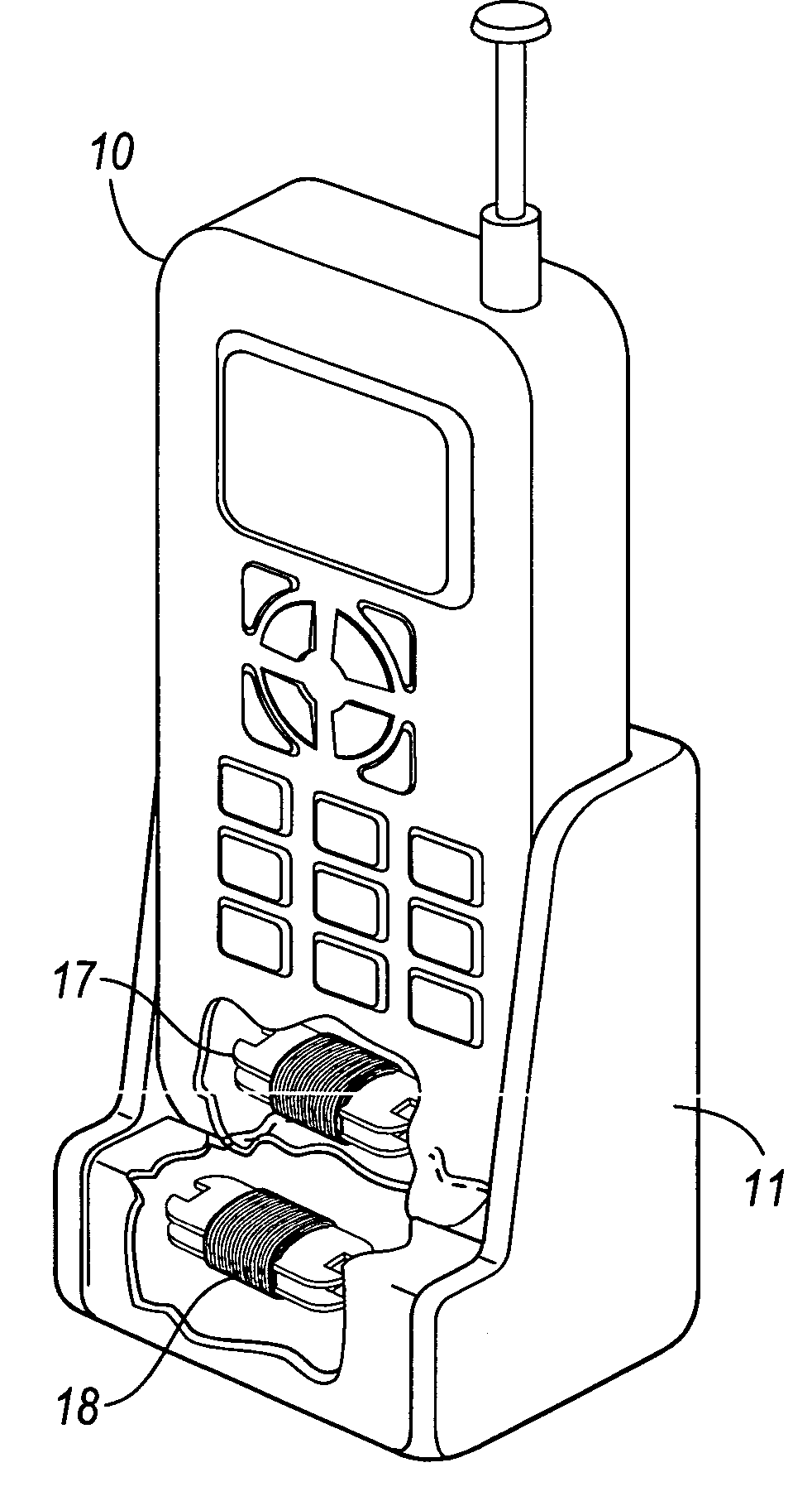 Apparatus for inductively recharging batteries of a portable convenience device