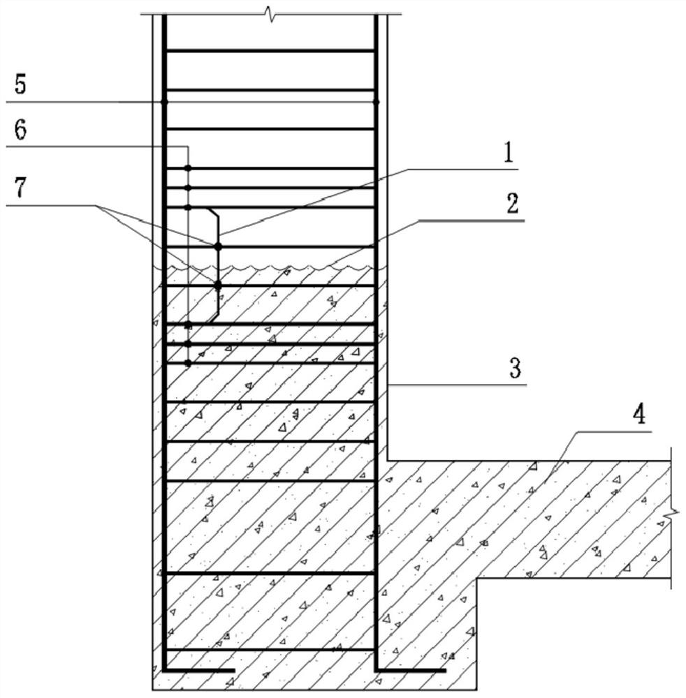 Construction method for basement buttress stirrups and steel plate waterstops