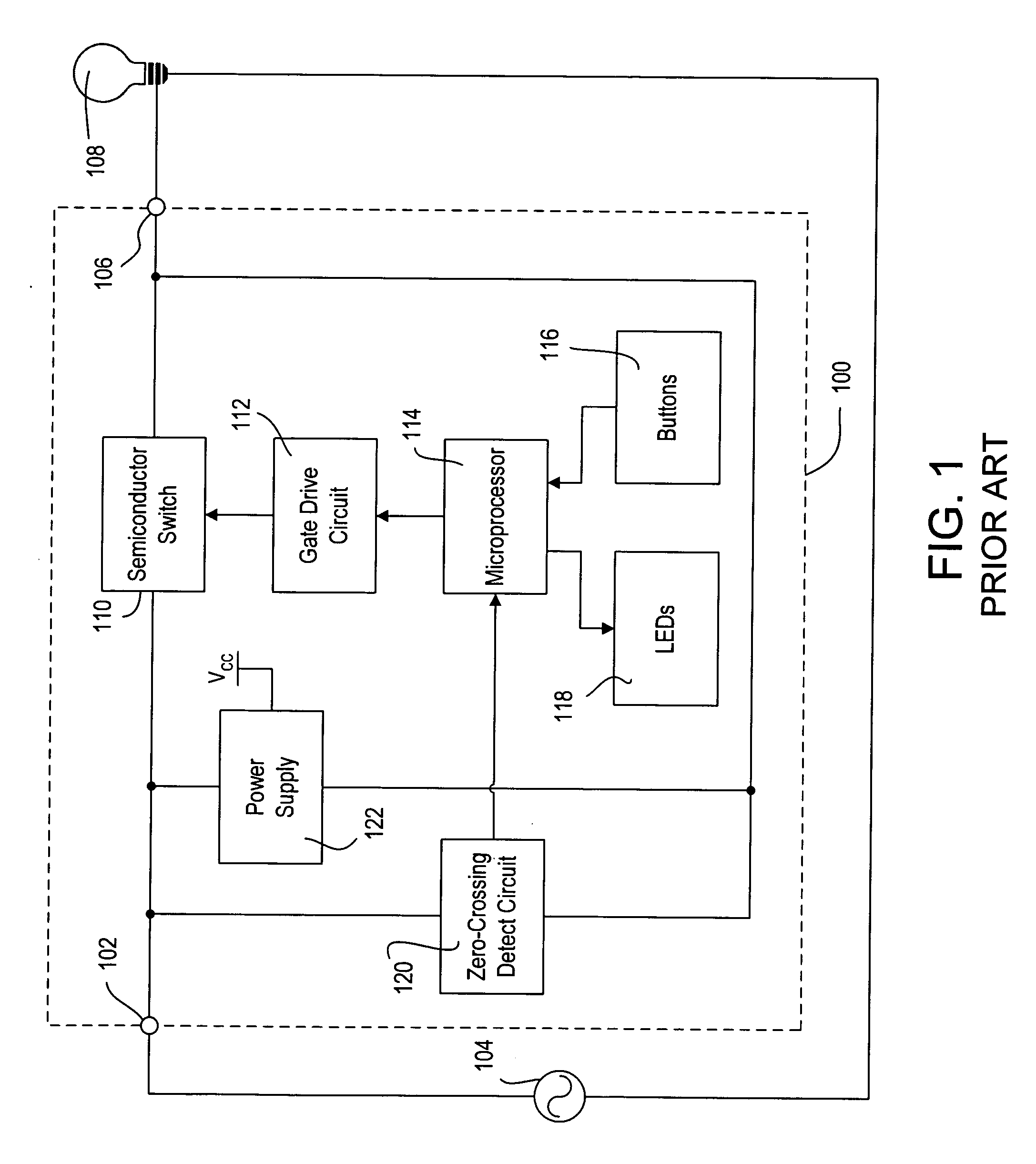 Dimmer having a microprocessor-controlled power supply