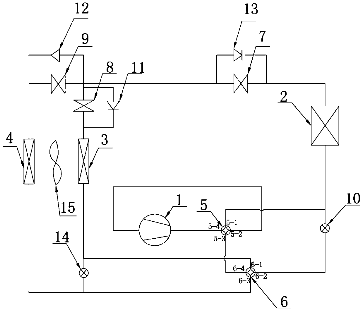 Heat pump system of air-conditioner, air-conditioner and defrosting control method of air-conditioner