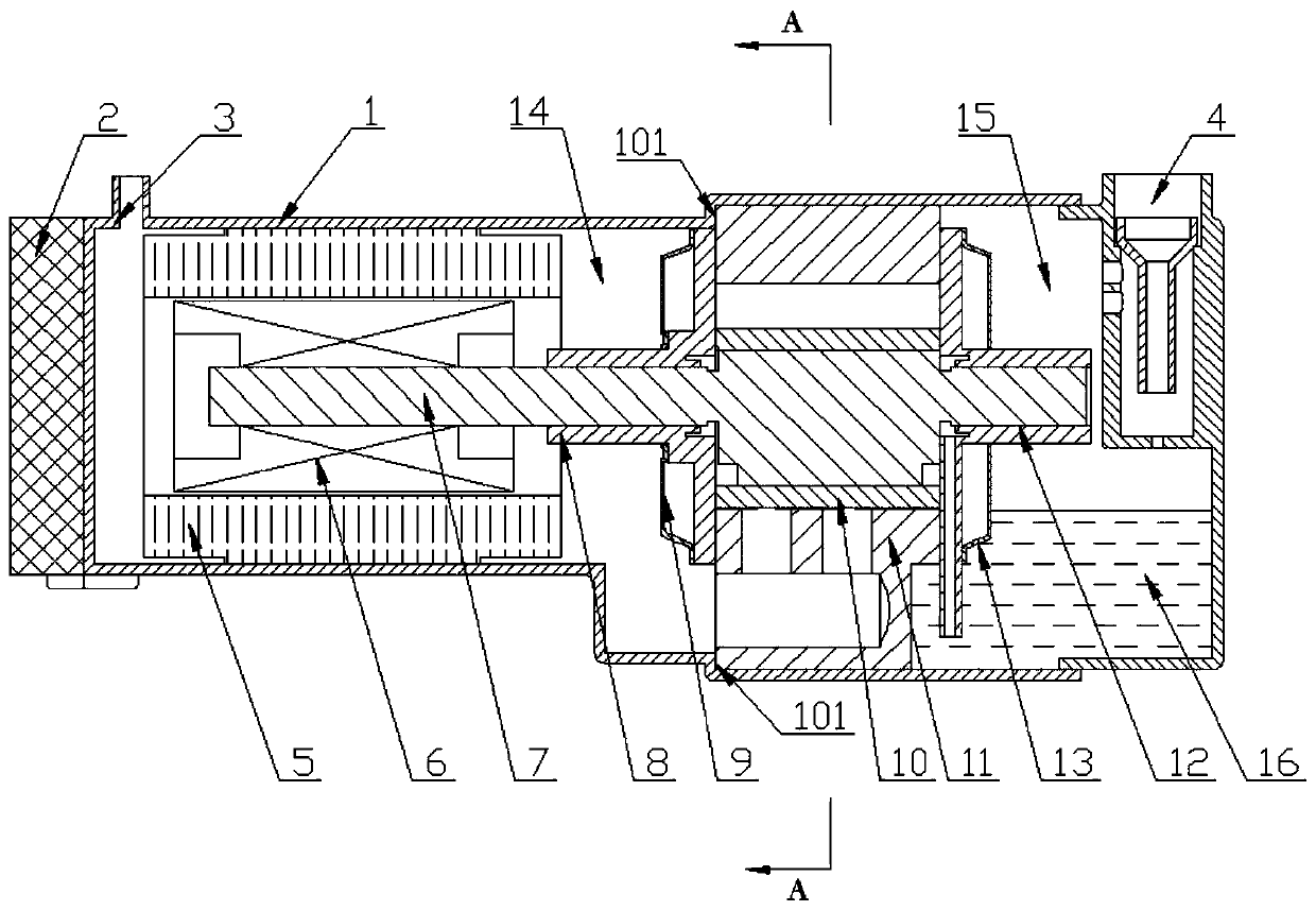 Horizontal type rotating compressor for electric car air conditioner and work method