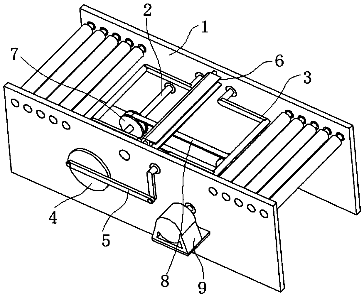 Floor overturning device for wood floor processing