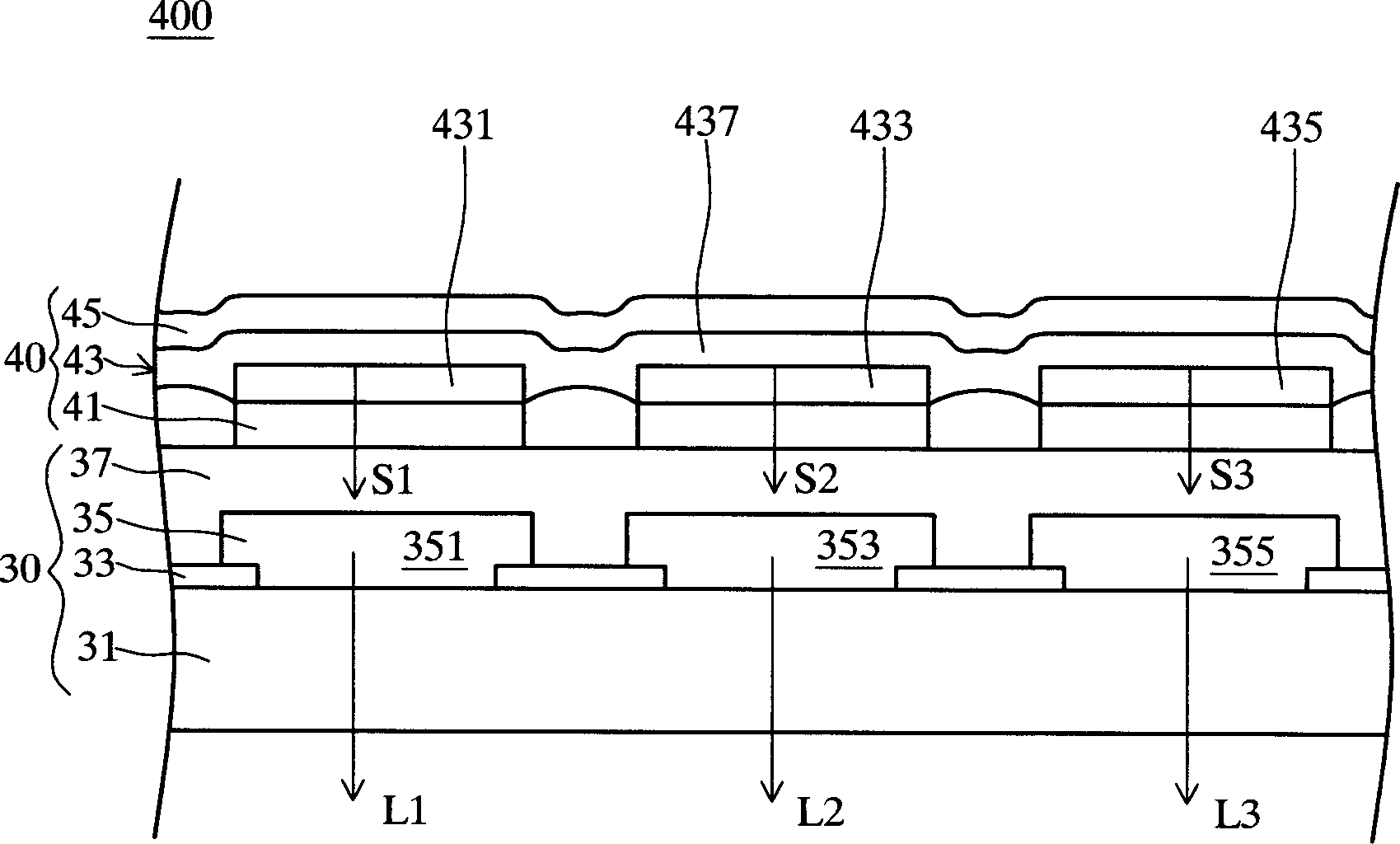 Improved parallel all colour organic electroluminescence display apparatus and mfg. method thereof