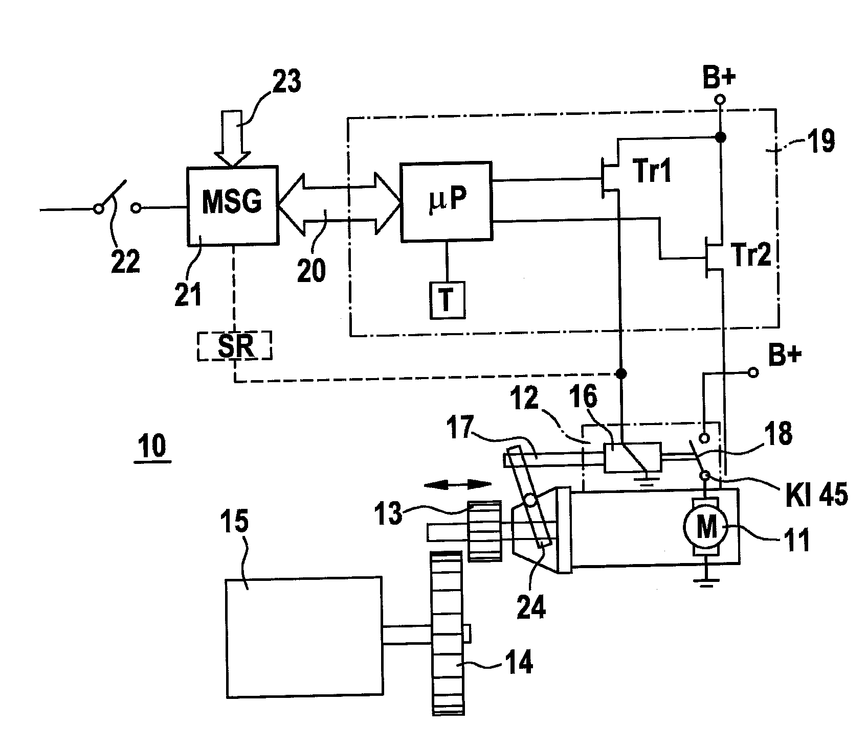 Starting device for internal combustion engines in motor vehicles